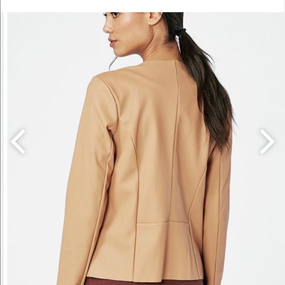 New! Justfab faux leather easy jacket tan sz L - Picture 2 of 6